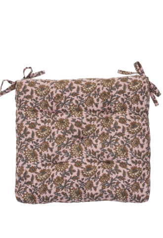 Coussin de chaise floral rose avec attaches