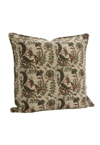 Coussin carré à motif floral et cachemire