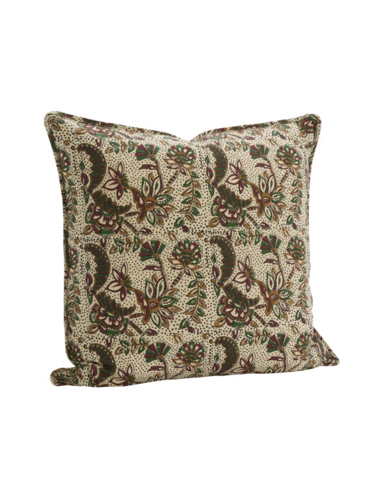 Coussin carré à motif floral et cachemire
