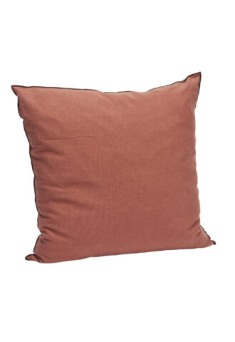 Coussin carré marron en tissu uni