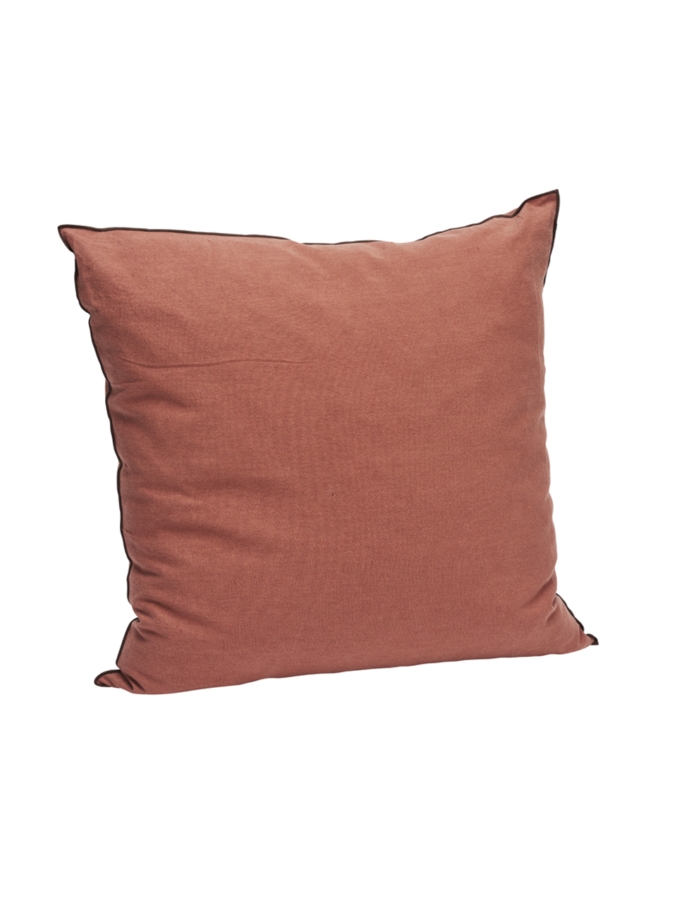 Coussin carré marron en tissu uni