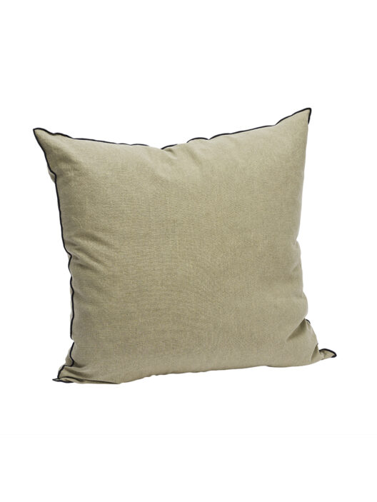 Coussin carré beige en tissu uni